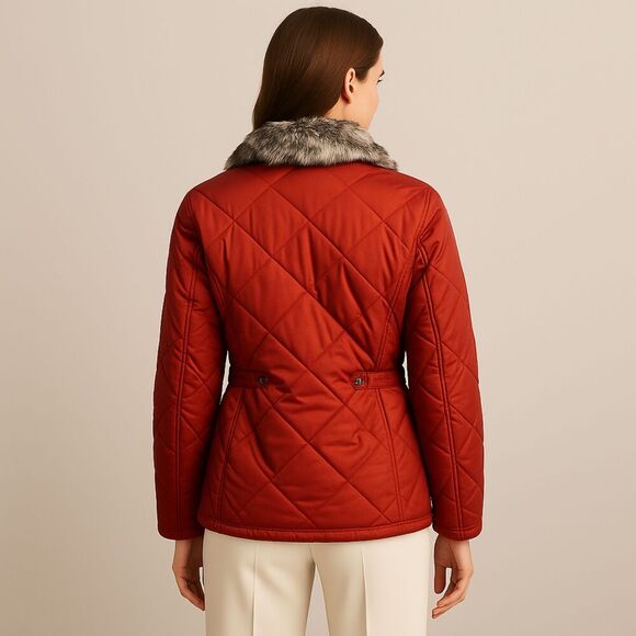 Ariat | Quilted Faux Fur Collar Puffer Coat Red Size M | NWOT - Picture 2 of 11